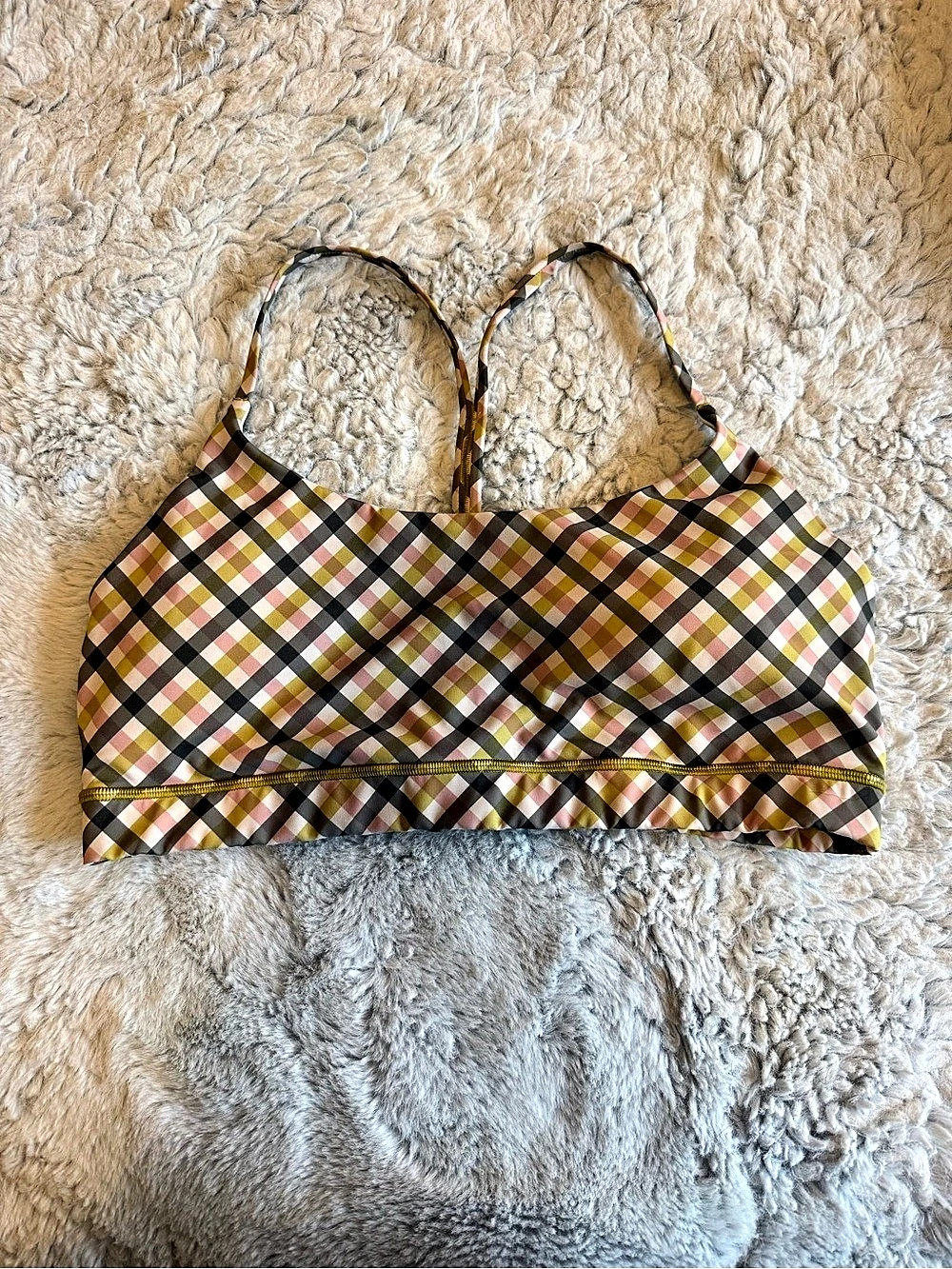 Calia Plaid Sports Bra in Multicolor Size Large Like New